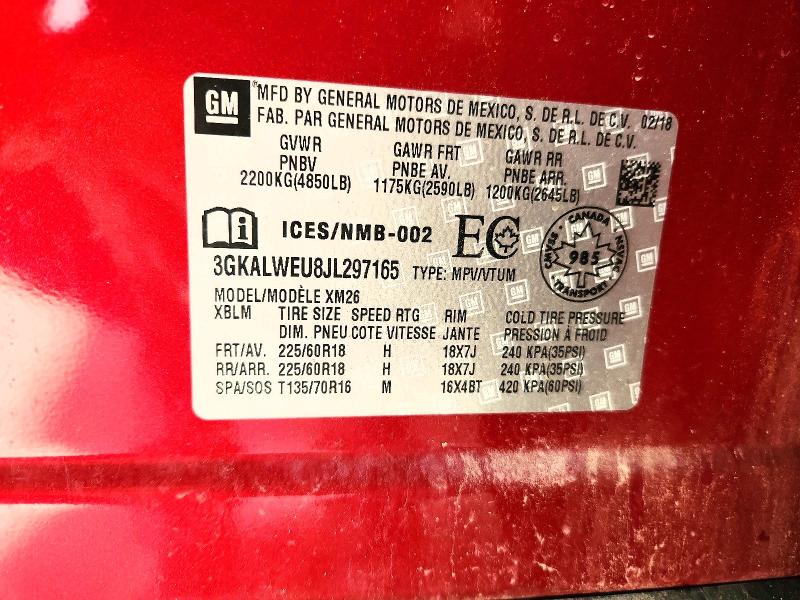 Aukcja sprzedaży 2018 Gmc Terrain, vin: 3GKALWEU8JL297165, numer aukcji: 61768536
