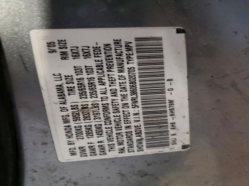 59817746 :رقم المزاد ، 5FNRL38606B020705 vin ، 2006 Honda Odyssey مزاد بيع