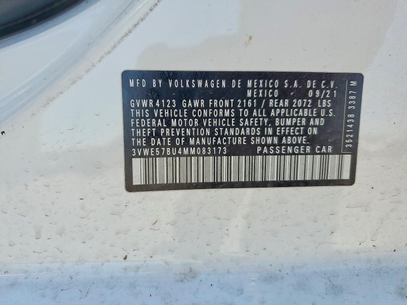 2021 Volkswagen Jetta მანქანა იყიდება აუქციონზე, vin: 3VWE57BU4MM083173, აუქციონის ნომერი: 60256156