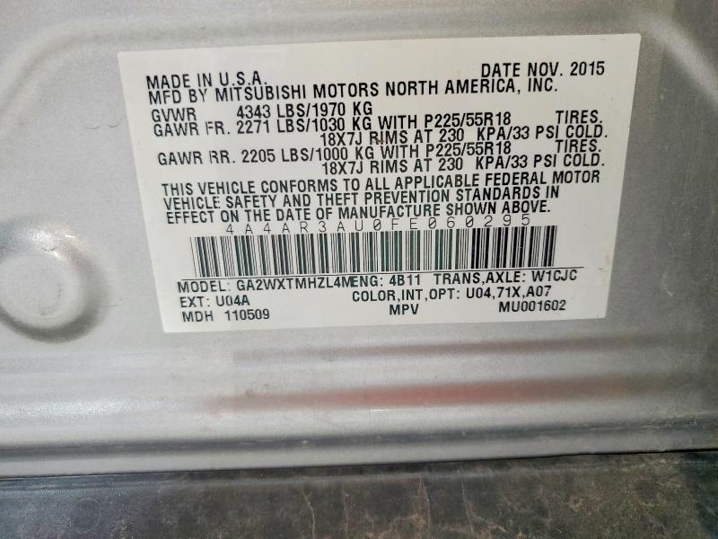 Продажа на аукционе авто 2015 Mitsubishi Outlander Sport, vin: 4A4AR3AU0FE060295, номер лота: 61340996
