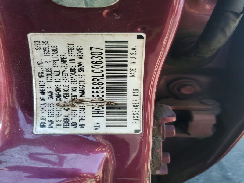 61198736 :رقم المزاد ، 1HGEG8558RL006307 vin ، 1994 Honda Civic مزاد بيع