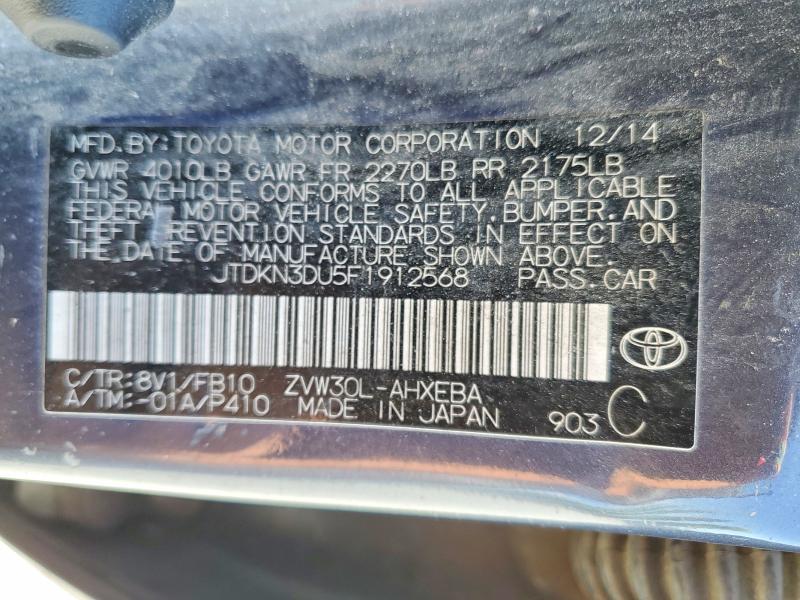 Aukcja sprzedaży 2015 Toyota Prius, vin: JTDKN3DU5F1912568, numer aukcji: 60235816