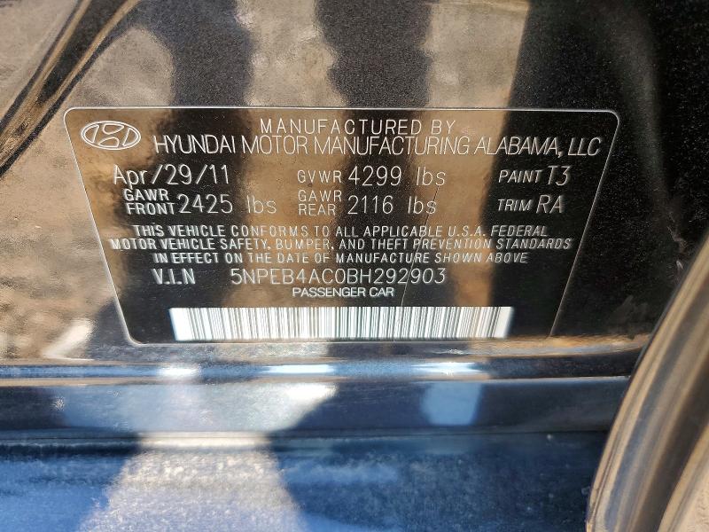 Продаж на аукціоні авто 2011 Hyundai Sonata, vin: 5NPEB4AC0BH292903, номер лоту: 63183376