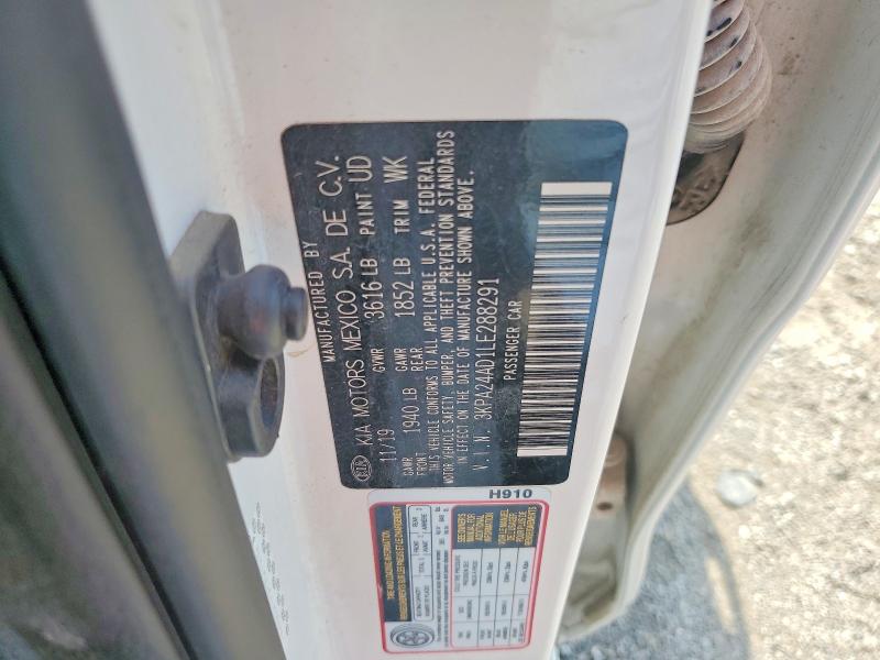 60769606 :رقم المزاد ، 3KPA24AD1LE288291 vin ، 2020 Kia Rio مزاد بيع