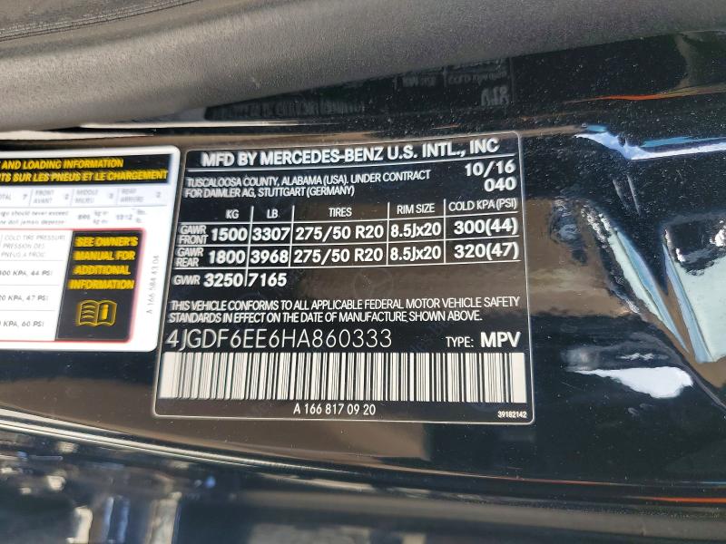 Aukcja sprzedaży 2017 Mercedes-benz Gls, vin: 4JGDF6EE6HA860333, numer aukcji: 62341746
