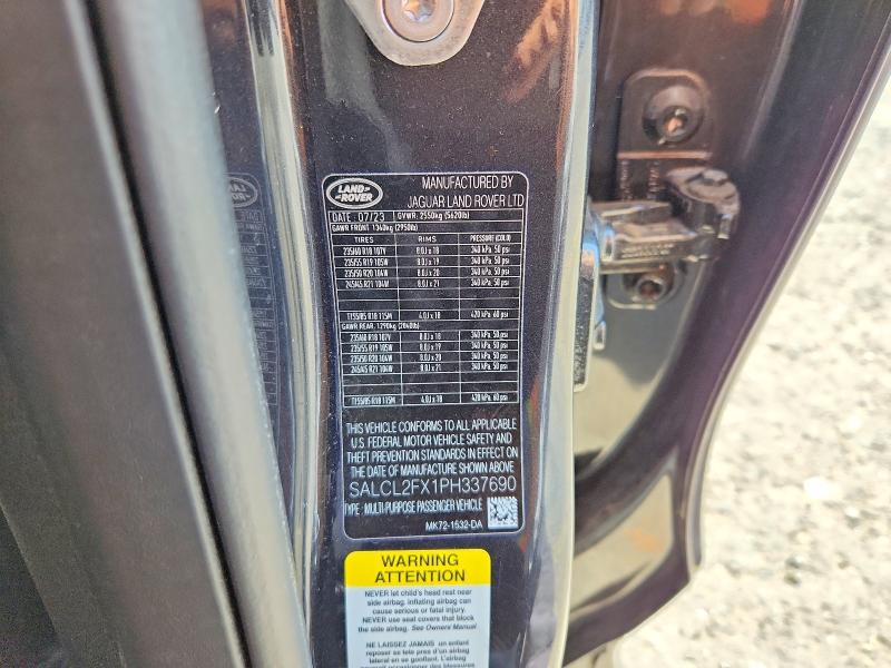 2023 Land Rover Discovery Sport მანქანა იყიდება აუქციონზე, vin: SALCL2FX1PH337690, აუქციონის ნომერი: 61534836