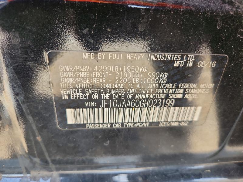 2016 Subaru Impreza მანქანა იყიდება აუქციონზე, vin: JF1GJAA60GH023199, აუქციონის ნომერი: 60656706