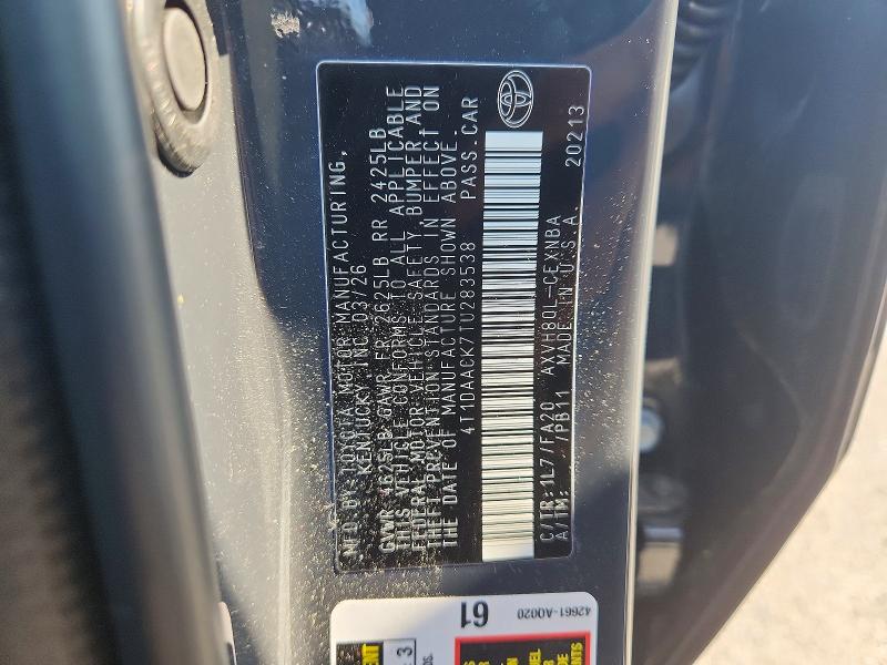 60050256 :رقم المزاد ، 4T1DAACK7TU283538 vin ، 2026 Toyota Camry مزاد بيع