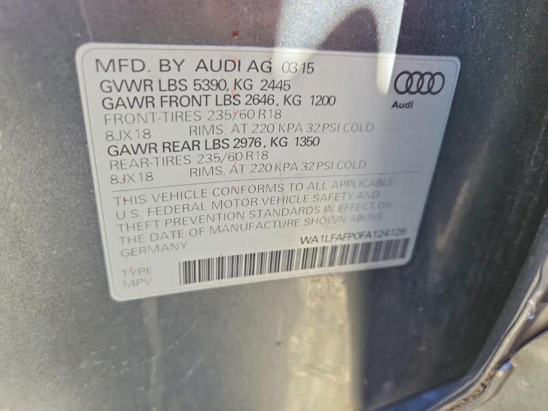 Aukcja sprzedaży 2015 Audi Q5, vin: WA1LFAFP0FA124126, numer aukcji: 60664936