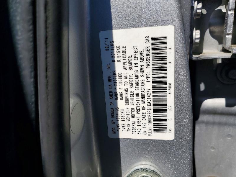 61090436 :رقم المزاد ، 1HGCP2F61CA014277 vin ، 2012 Honda Accord مزاد بيع