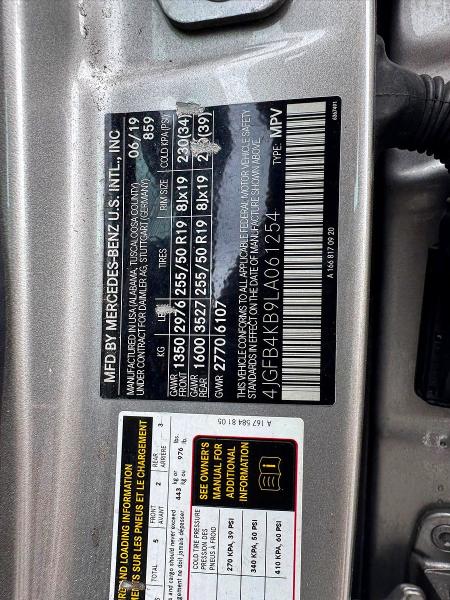 63390306 :رقم المزاد ، 4JGFB4KB9LA061254 vin ، 2020 Mercedes-benz Gle مزاد بيع
