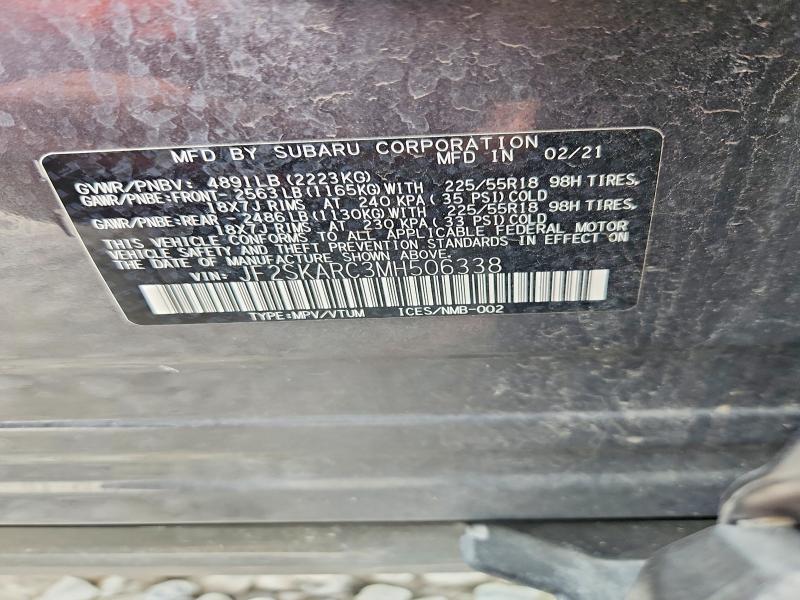 Продаж на аукціоні авто 2021 Subaru Forester, vin: JF2SKARC3MH506338, номер лоту: 60526376