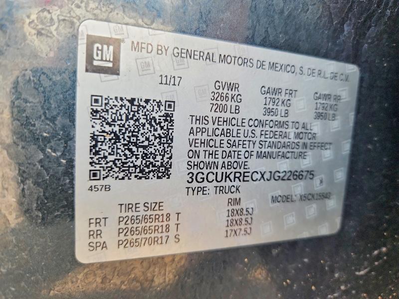 61076366 :رقم المزاد ، 3GCUKRECXJG226675 vin ، 2018 Chevrolet Silverado مزاد بيع