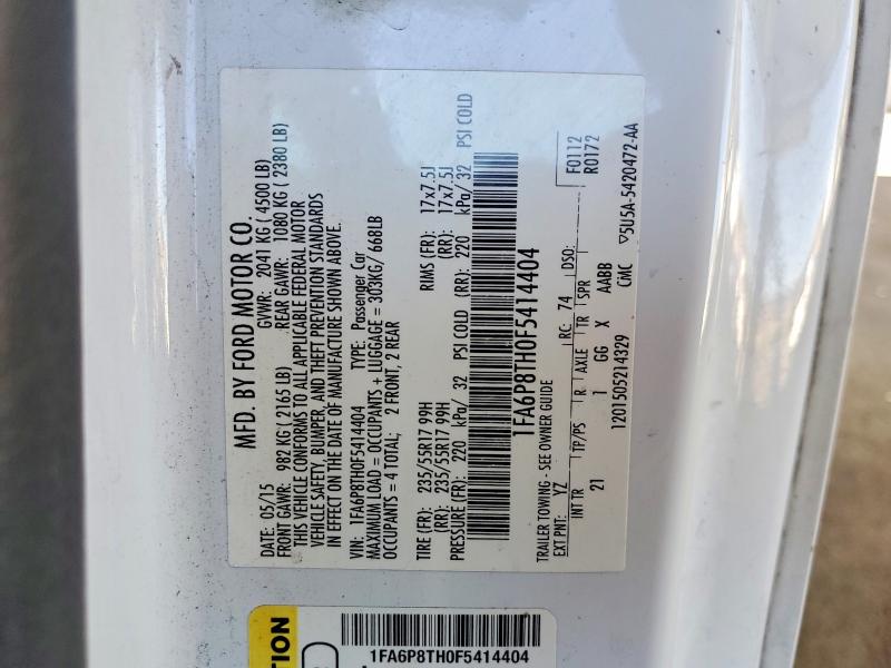 2015 Ford Mustang მანქანა იყიდება აუქციონზე, vin: 1FA6P8TH0F5414404, აუქციონის ნომერი: 63560616