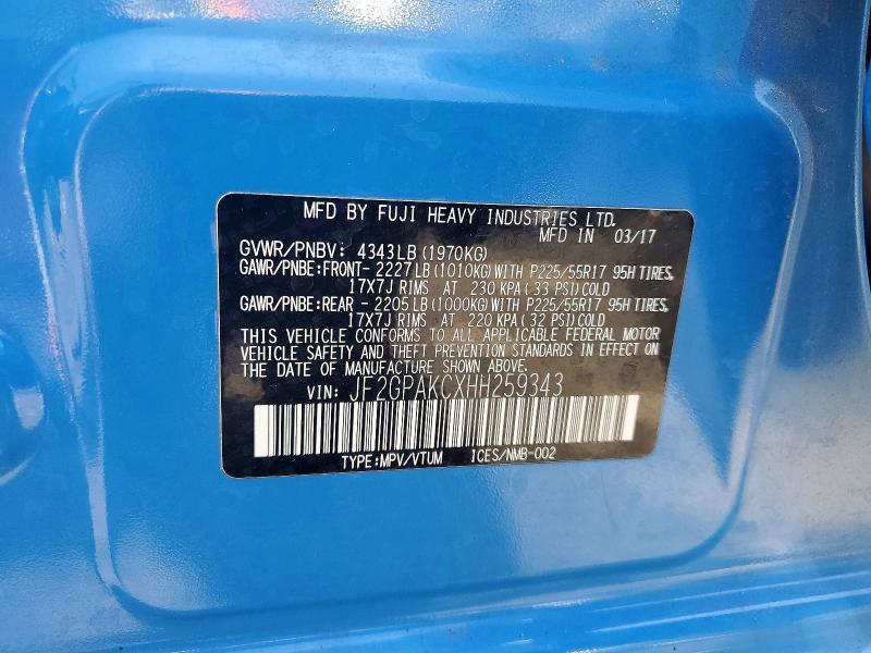 Продажа на аукционе авто 2017 Subaru Crosstrek, vin: JF2GPAKCXHH259343, номер лота: 61614776