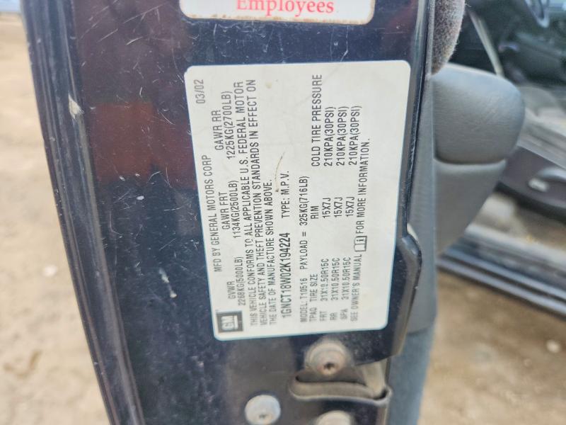 Продаж на аукціоні авто 2002 Chevrolet Blazer, vin: 1GNCT18W02K194224, номер лоту: 60720936