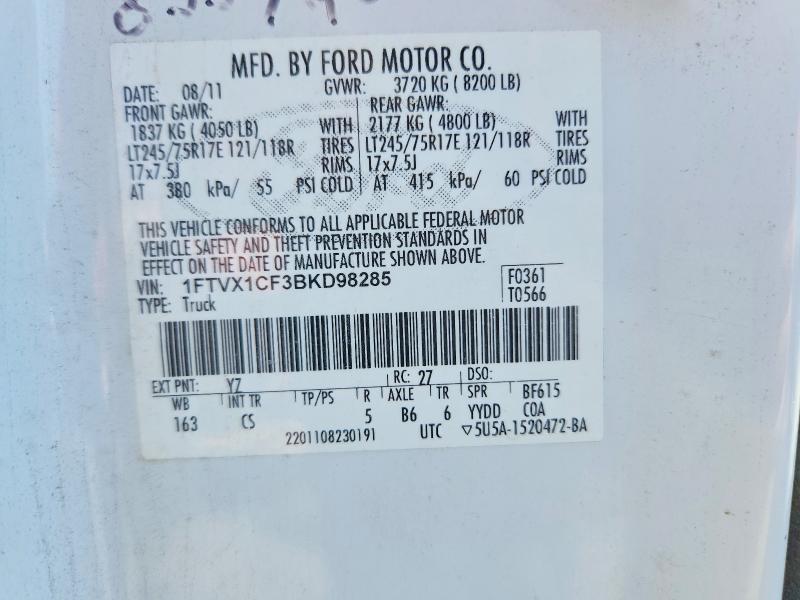 60315526 :رقم المزاد ، 1FTVX1CF3BKD98285 vin ، 2011 Ford F150 مزاد بيع