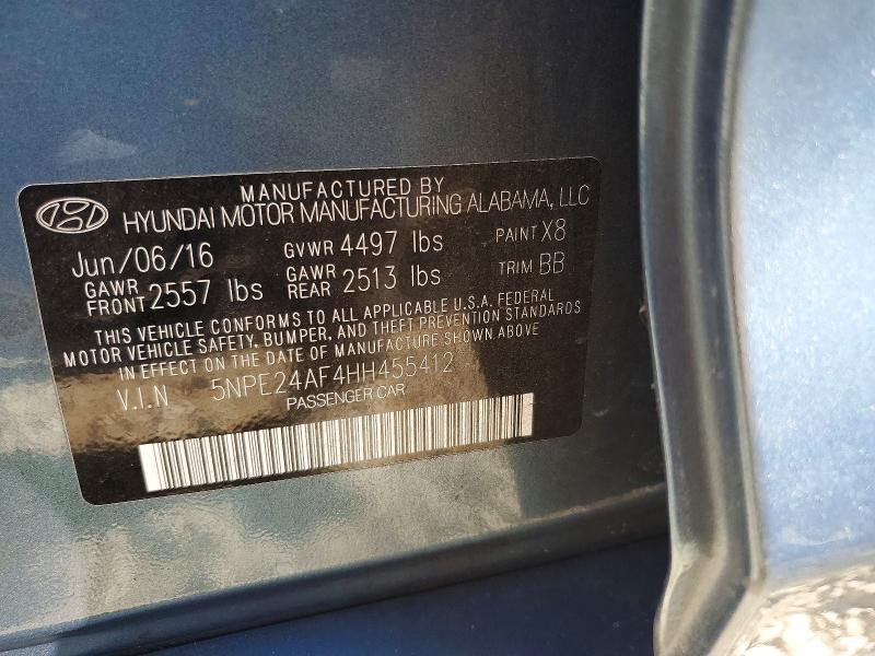 2017 Hyundai Sonata მანქანა იყიდება აუქციონზე, vin: 5NPE24AF4HH455412, აუქციონის ნომერი: 61059196