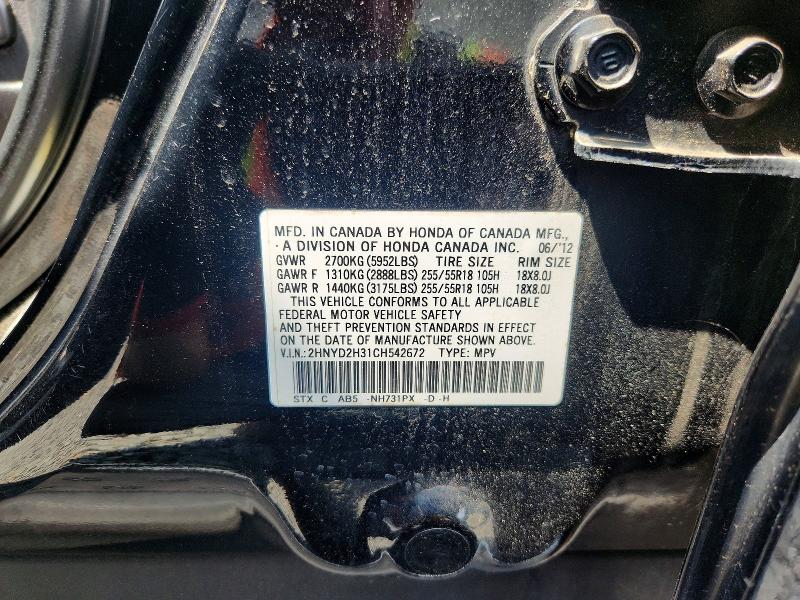 Aukcja sprzedaży 2012 Acura Mdx, vin: 2HNYD2H31CH542672, numer aukcji: 59247126