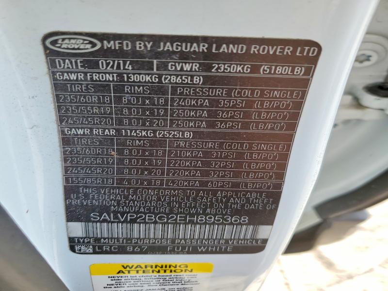 Продажа на аукционе авто 2014 Land Rover Range Rover Evoque, vin: SALVP2BG2EH895368, номер лота: 59338196