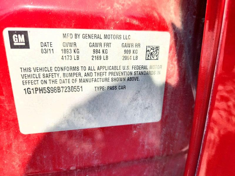 Продажа на аукционе авто 2011 Chevrolet Cruze, vin: 1G1PH5S98B7230551, номер лота: 61334176