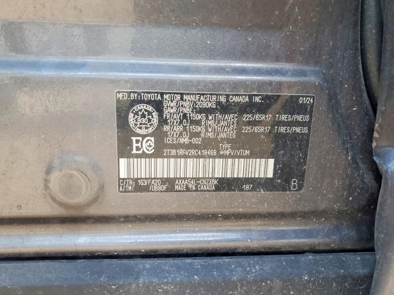 59971486 :رقم المزاد ، 2T3B1RFV2RC418468 vin ، 2024 Toyota Rav4 مزاد بيع