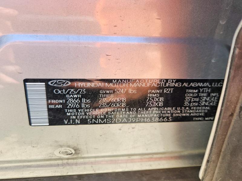 59349936 :رقم المزاد ، 5NMS2DAJ9PH638663 vin ، 2023 Hyundai Santa Fe مزاد بيع