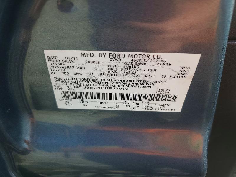 Продажа на аукционе авто 2011 Ford Escape, vin: 1FMCU9EG1BKB17956, номер лота: 62893556