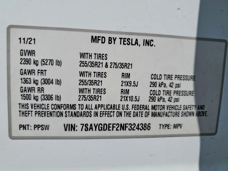 Продаж на аукціоні авто 2022 Tesla Model Y, vin: 7SAYGDEF2NF324386, номер лоту: 60170616