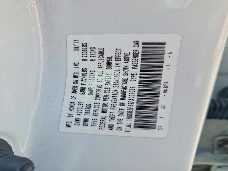 Продажа на аукционе авто 2015 Honda Accord, vin: 1HGCR2F39FA007369, номер лота: 60431666