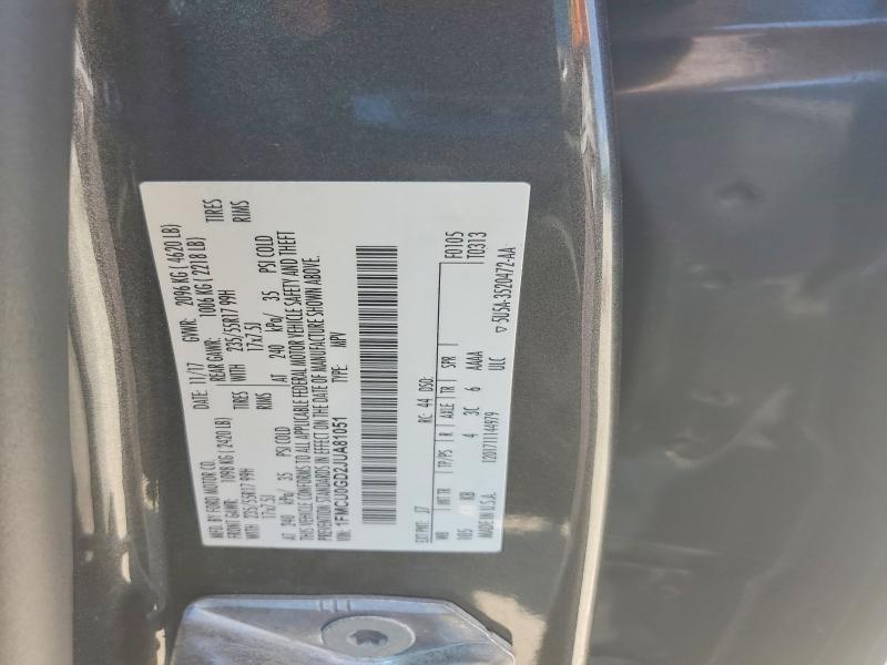61584066 :رقم المزاد ، 1FMCU0GD2JUA81051 vin ، 2018 Ford Escape مزاد بيع