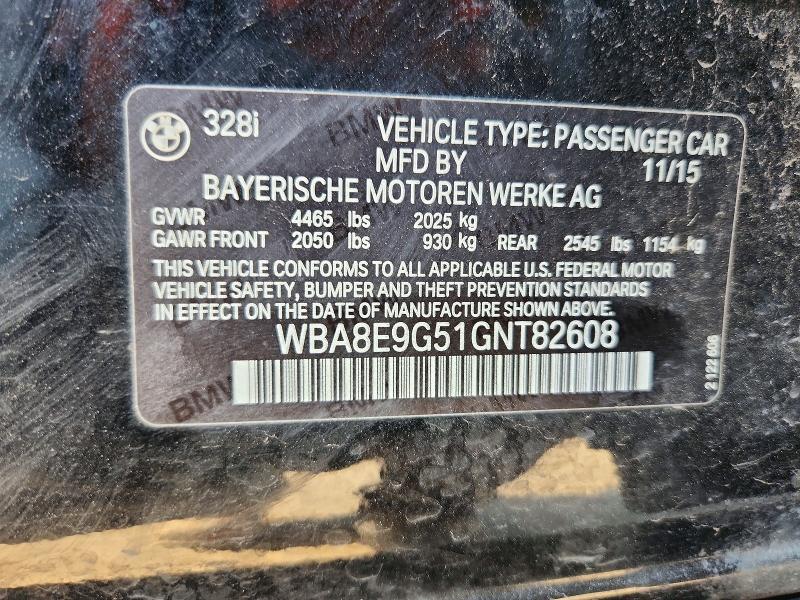 Продаж на аукціоні авто 2016 Bmw 328, vin: WBA8E9G51GNT82608, номер лоту: 60130286