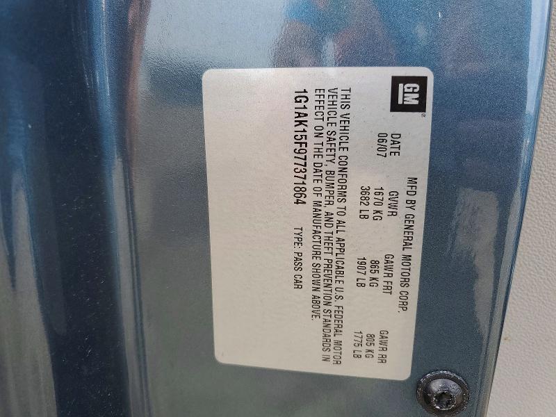 2007 Chevrolet Cobalt მანქანა იყიდება აუქციონზე, vin: 1G1AK15F977371864, აუქციონის ნომერი: 59829816