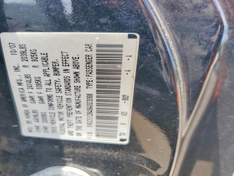 2008 Honda Accord მანქანა იყიდება აუქციონზე, vin: 1HGCS12848A003068, აუქციონის ნომერი: 59306836