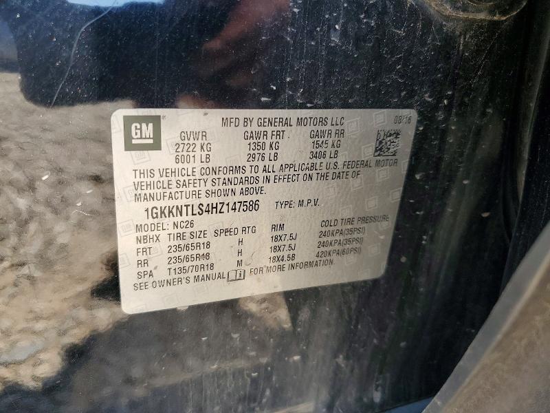 62139916 :رقم المزاد ، 1GKKNTLS4HZ147586 vin ، 2017 Gmc Acadia مزاد بيع