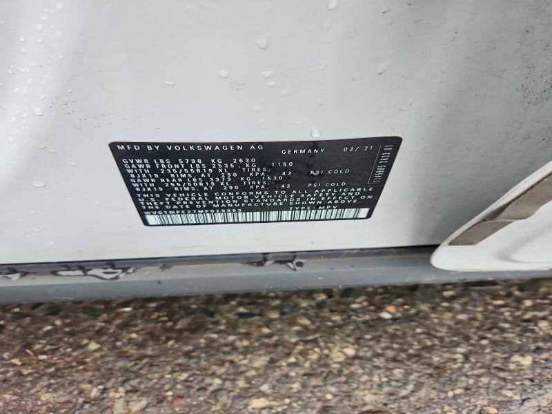 2021 Volkswagen Id.4 მანქანა იყიდება აუქციონზე, vin: WVGTMPE27MP029993, აუქციონის ნომერი: 85456175