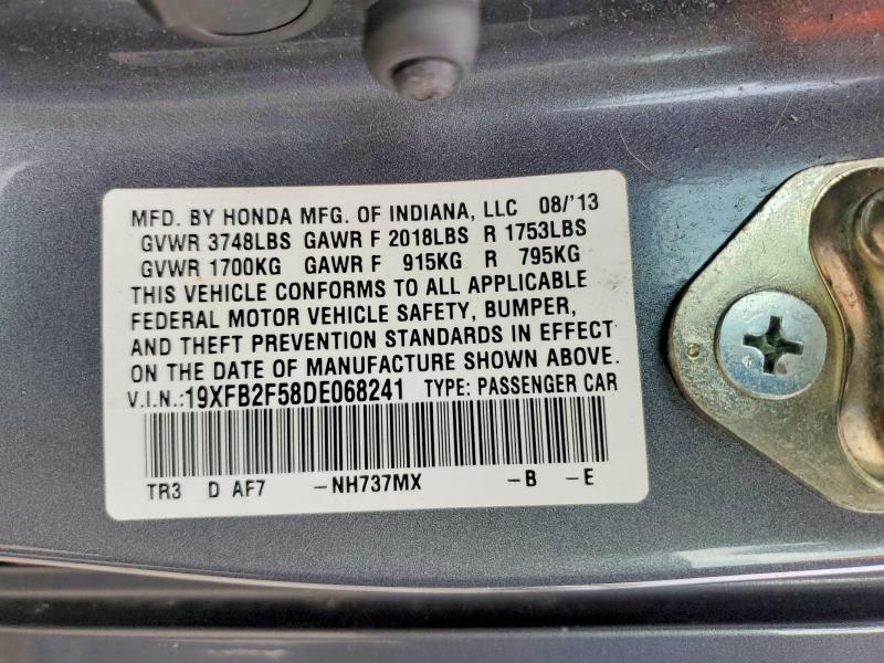 Aukcja sprzedaży 2013 Honda Civic, vin: 19XFB2F58DE068241, numer aukcji: 59814976