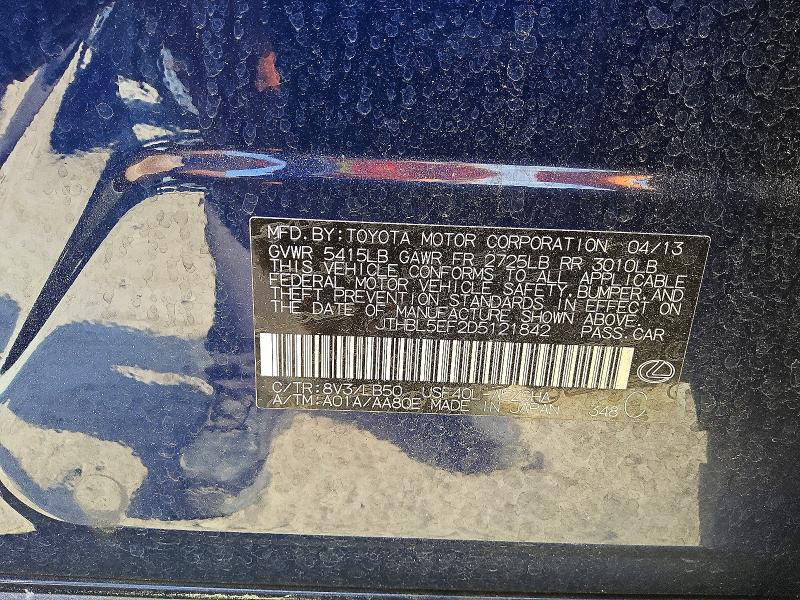 59113876 :رقم المزاد ، JTHBL5EF2D5121842 vin ، 2013 Lexus Ls مزاد بيع