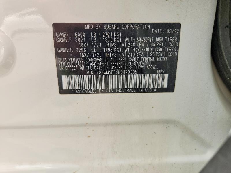 Aukcja sprzedaży 2022 Subaru Ascent, vin: 4S4WMAED2N3429805, numer aukcji: 62588206