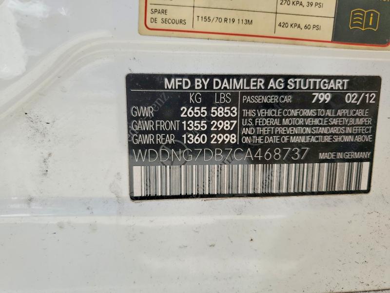 Aukcja sprzedaży 2012 Mercedes-benz S, vin: WDDNG7DB7CA468737, numer aukcji: 61850246