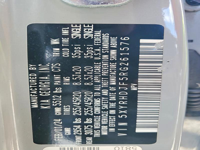 60207336 :رقم المزاد ، 5XYRHDJF5RG261576 vin ، 2024 Kia Sorento مزاد بيع