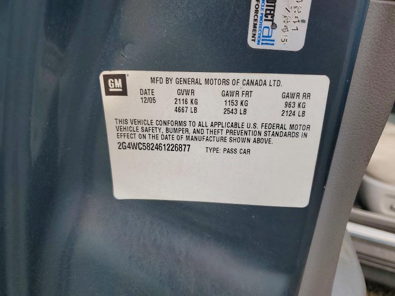 Продаж на аукціоні авто 2006 Buick Lacrosse, vin: 2G4WC582461226877, номер лоту: 62337706