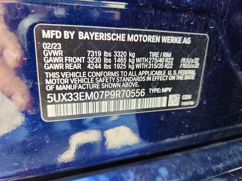 60071606 :رقم المزاد ، 5UX33EM07P9R70556 vin ، 2023 Bmw X7 مزاد بيع
