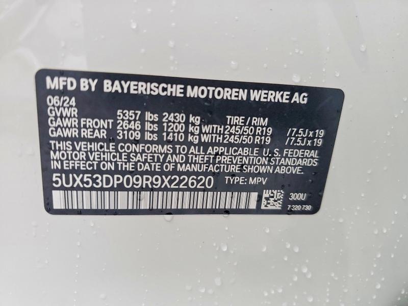 2024 Bmw X3 მანქანა იყიდება აუქციონზე, vin: 5UX53DP09R9X22620, აუქციონის ნომერი: 59651906