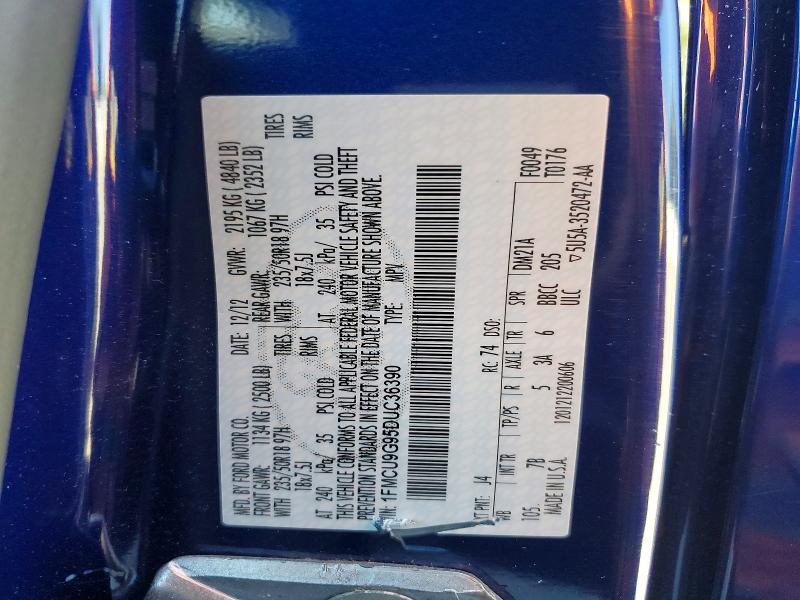 60226366 :رقم المزاد ، 1FMCU9G95DUC36390 vin ، 2013 Ford Escape مزاد بيع