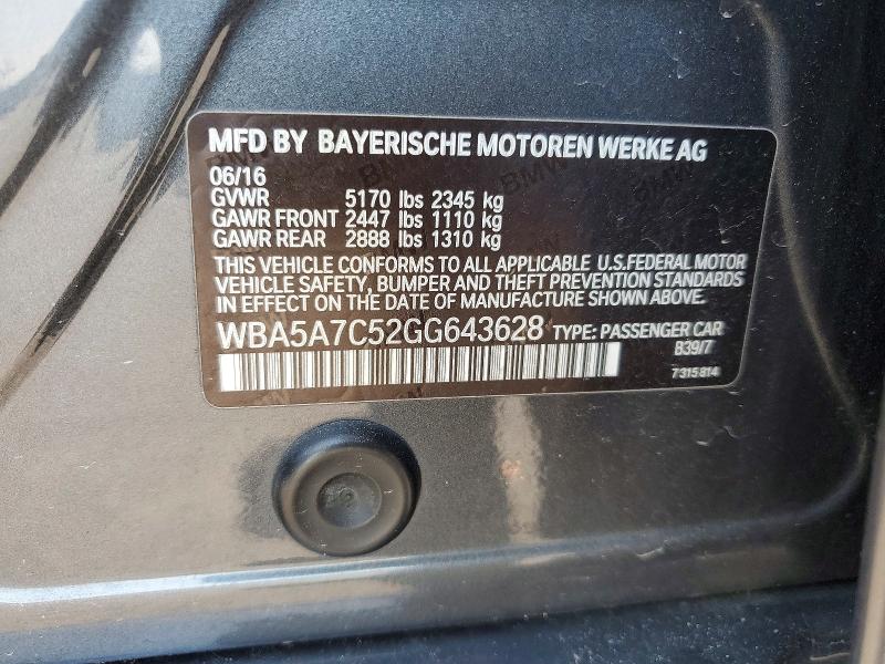 Продаж на аукціоні авто 2016 Bmw 528, vin: WBA5A7C52GG643628, номер лоту: 61199516