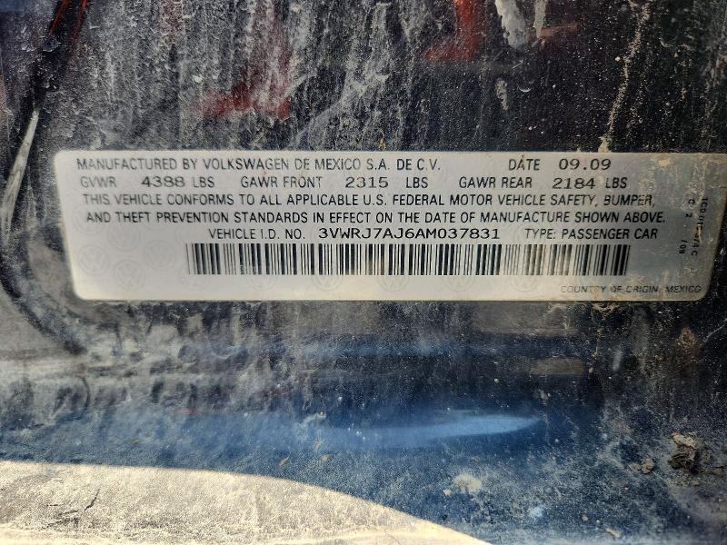 Aukcja sprzedaży 2010 Volkswagen Jetta, vin: 3VWRJ7AJ6AM037831, numer aukcji: 61843476