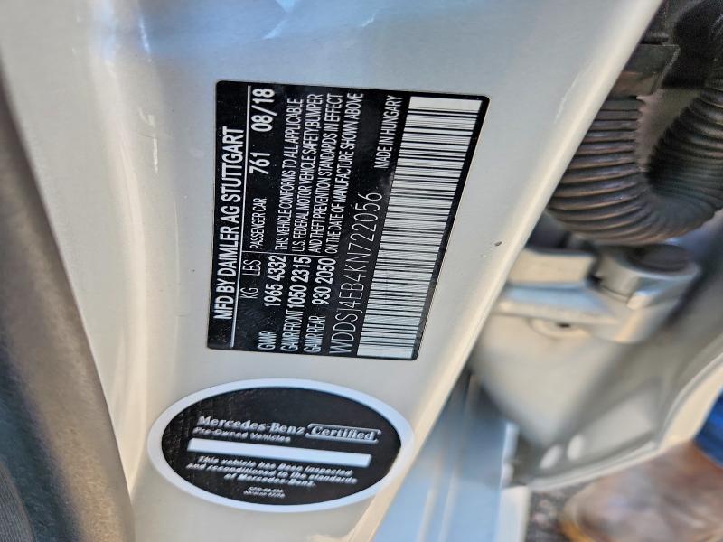 61579296 :رقم المزاد ، WDDSJ4EB4KN722056 vin ، 2019 Mercedes-benz Cla مزاد بيع