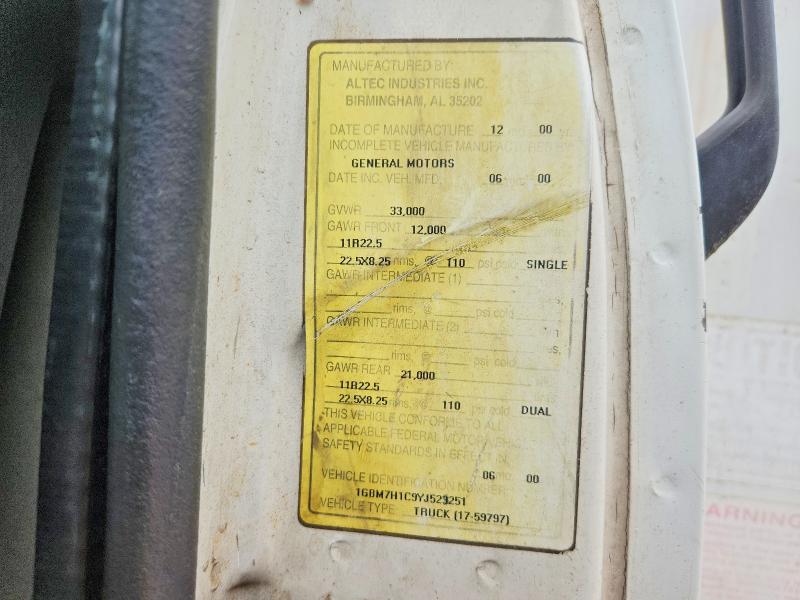 Aukcja sprzedaży 2000 Chevrolet C7, vin: 1GBM7H1C9YJ525251, numer aukcji: 62092246