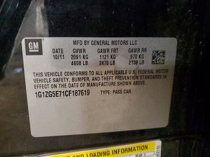 Aukcja sprzedaży 2012 Chevrolet Malibu, vin: 1G1ZG5E71CF187619, numer aukcji: 63508426